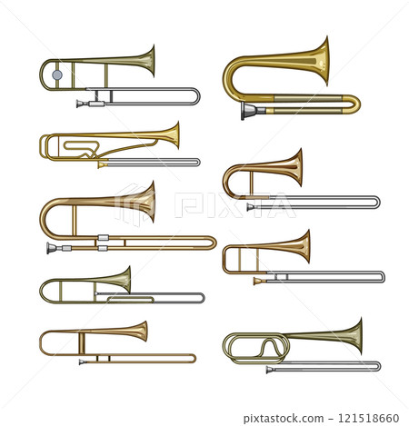 trombone set cartoon vector illustration 121518660