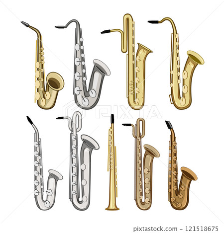 saxophone set cartoon vector illustration 121518675