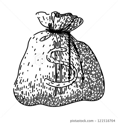 cash money bag sketch hand drawn vector 121518704
