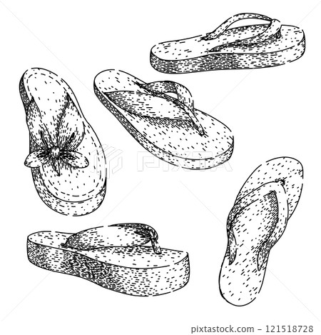 flip flops set sketch hand drawn vector flip flops set sketch hand drawn vector 121518728