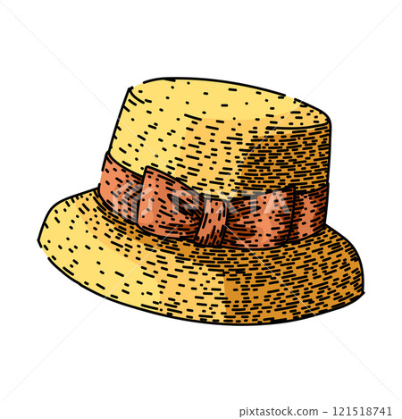 beach sunhat sketch hand drawn vector 121518741