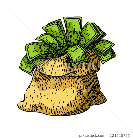 savings money bag sketch hand drawn vector 121518755