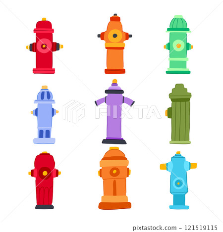fire hydrant set cartoon vector illustration 121519115