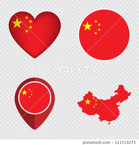 China Flag Icons Pack. Vector illustration. 121519273