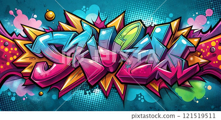 Vibrant Graffiti Artwork with Paint Drips and Spray Effects 121519511