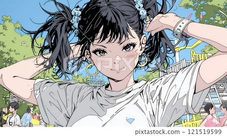 A girl with a cheeky (defiant, confident, triumphant) face 121519599