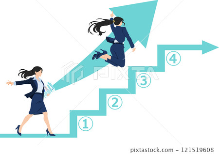 Illustration of a businesswoman thinking about improving her skills Illustration of a businesswoman thinking about improving her skills 121519608