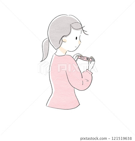 A woman with a positive pregnancy test 121519638