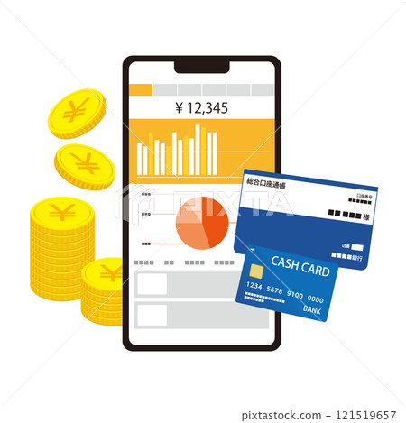 在智慧型手機上管理資產的插圖圖像 在智慧型手機上管理資產的插圖圖像 121519657