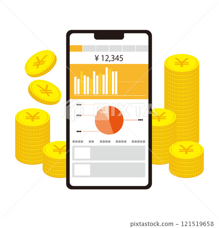 Illustration of asset management using a smartphone Illustration of asset management using a smartphone 121519658