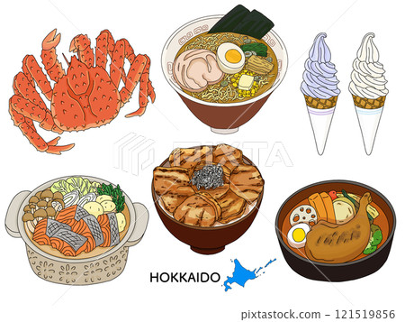 北海道美食線描插圖集 121519856
