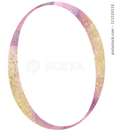 Light pink watercolor number 0 with golden splashes, romantic pastel wedding isolated illustration Light pink watercolor number 0 with golden splashes, romantic pastel wedding isolated illustration 121520318
