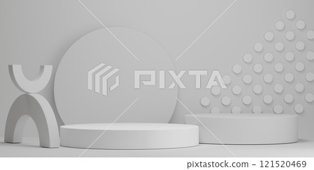white stage podium decoration suitable for products.3D rendering white stage podium decoration suitable for products.3D rendering 121520469