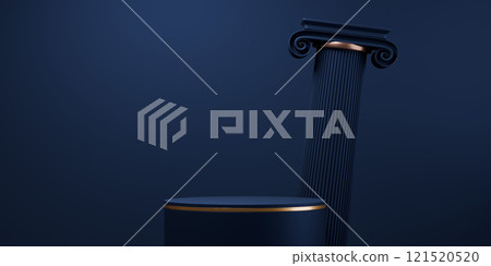 Dark blue geometric background, japanese style podium blue concept . 121520520