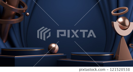two tone mocha and blue, Fashion product background stand podium display with blank backdrops. two tone mocha and blue, Fashion product background stand podium display with blank backdrops. 121520538