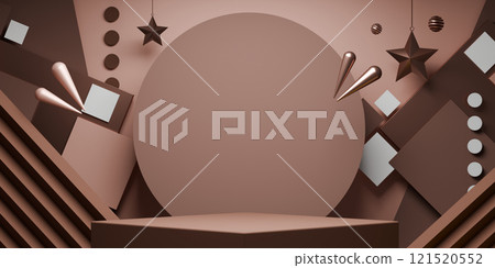 mocha tone Fashion product background stand podium display with blank backdrops. 121520552