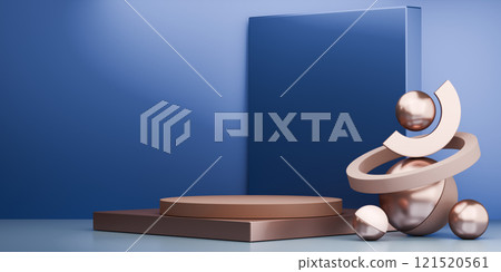 two tone mocha and blue, Fashion product background stand podium display with blank backdrops. two tone mocha and blue, Fashion product background stand podium display with blank backdrops. 121520561
