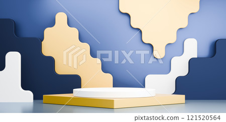 yellow and blue, Fashion product background stand podium display with blank backdrops. yellow and blue, Fashion product background stand podium display with blank backdrops. 121520564