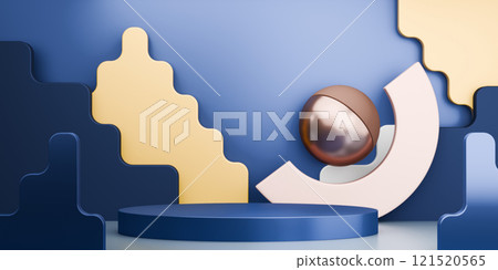 yellow and blue, Fashion product background stand podium display with blank backdrops. yellow and blue, Fashion product background stand podium display with blank backdrops. 121520565