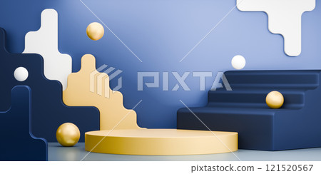 yellow and blue, Fashion product background stand podium display with blank backdrops. yellow and blue, Fashion product background stand podium display with blank backdrops. 121520567