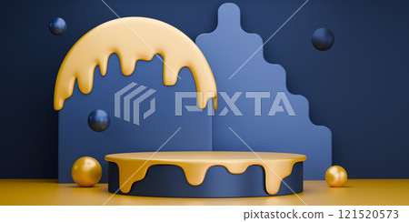 yellow and blue, Fashion product background stand podium display with blank backdrops. yellow and blue, Fashion product background stand podium display with blank backdrops. 121520573