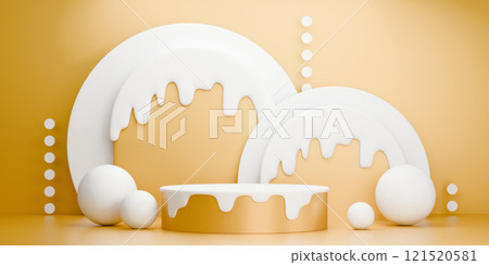 yellow style Fashion product background stand podium display with blank backdrops.3d rendering 121520581