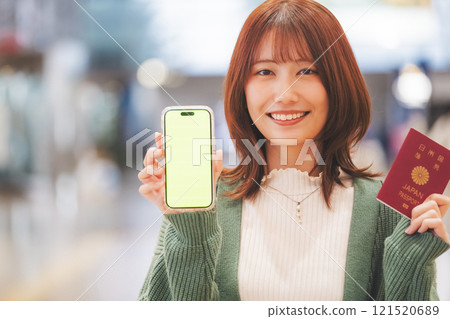 Image of tourists giving directions via smartphone Image of tourists giving directions via smartphone 121520689