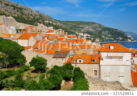 A beautiful view of Dubrovnik from the city walls 121520831