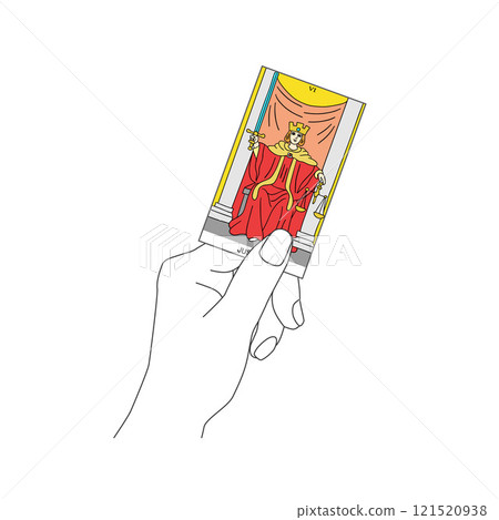 Justice Card: Hand Holding Tarot Card 121520938