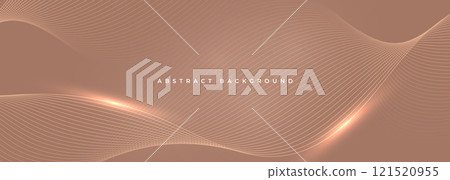 Soft brown wide abstract vector background with glowing wavy lines 121520955