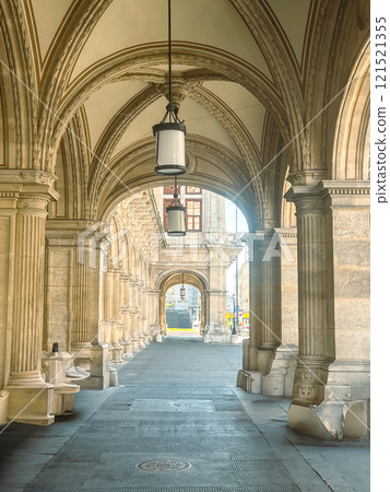 Lanterns in the gallery of the University of Vienna, Austria 121521355