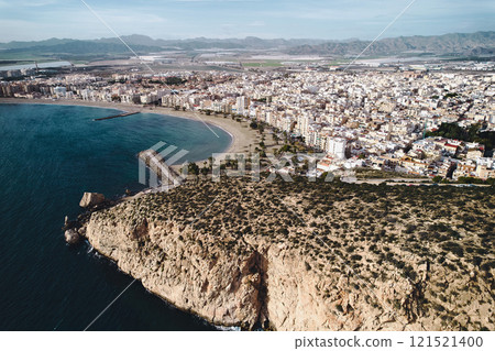 Aerial panoramic view to Aguilas spanish town, province of Murcia. Spain Aerial panoramic view to Aguilas spanish town, province of Murcia. Spain 121521400