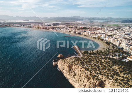 Aerial panoramic view to Aguilas spanish town, province of Murcia. Spain Aerial panoramic view to Aguilas spanish town, province of Murcia. Spain 121521401