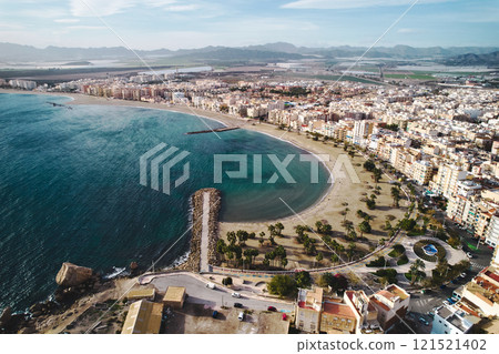 Aerial panoramic view to Aguilas spanish town, province of Murcia. Spain 121521402