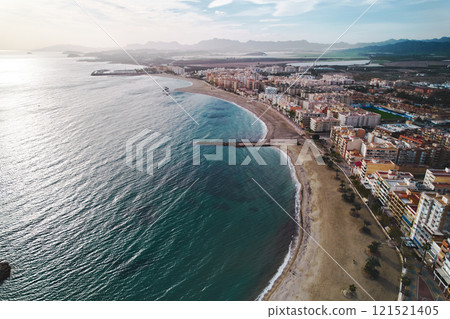 Aerial panoramic view to Aguilas spanish town, province of Murcia. Spain 121521405