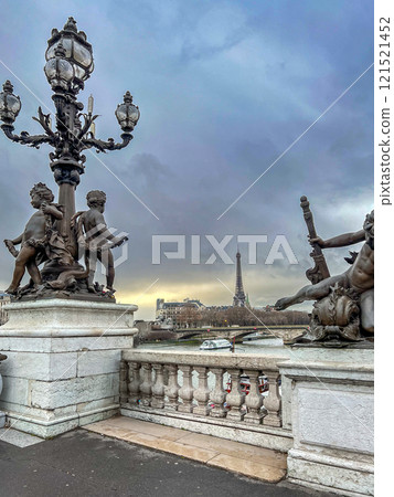 The Pont Alexandre III in Paris, France with Eiffel tower in the background The Pont Alexandre III in Paris, France with Eiffel tower in the background 121521452
