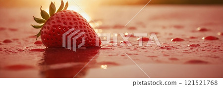 Fresh strawberries with water drops in backlight of sun. Fresh strawberries with water drops in backlight of sun. 121521768