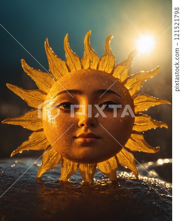 The concept of the sun and water, a smile in the form of the sun. 121521798