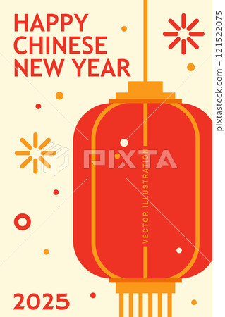 Happy Chinese New Year poster with lantern. Chinese New Year 2025 flyer, poster, banner. Happy Chinese New Year poster with lantern. Chinese New Year 2025 flyer, poster, banner. 121522075