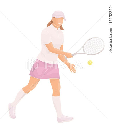 women in tennis uniform with tennis racket 121522304