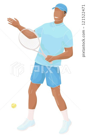African American man in tennis uniform with tennis racket African American man in tennis uniform with tennis racket 121522471