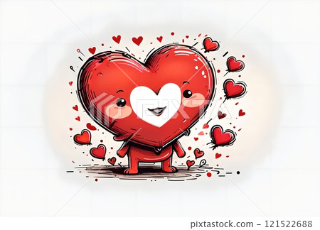 illustration of colorful valentine card, symbol of love, isolated on white background 121522688