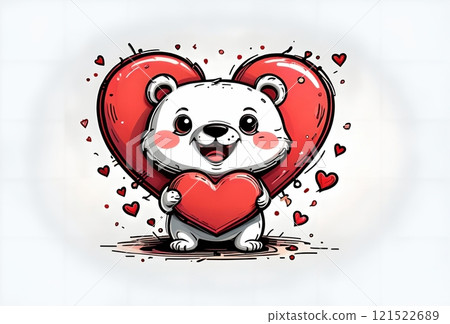 illustration of colorful valentine card, symbol of love, isolated on white background 121522689