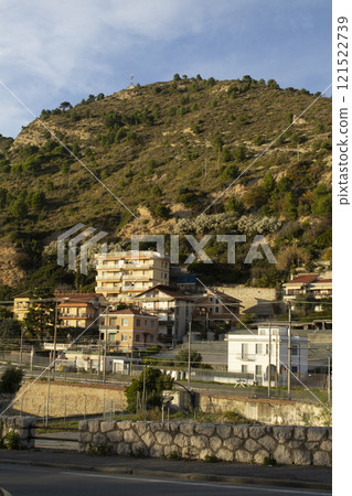 Aerial view on Italian Riviera and mountains from French-Italian border inVentimiglia Aerial view on Italian Riviera and mountains from French-Italian border inVentimiglia 121522739
