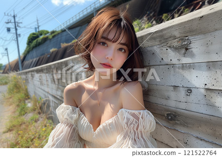 夏日陽光下閃耀著女人自然的笑容 121522764