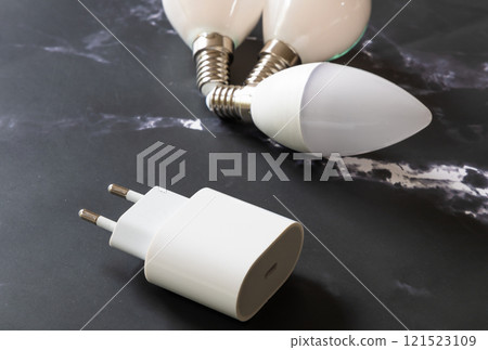 Set of Light bulbs, energy saving lamp. The concept of saving energy. 121523109