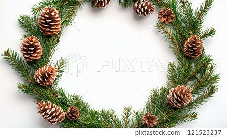 Festive Christmas wreath decoration with cones 121523237
