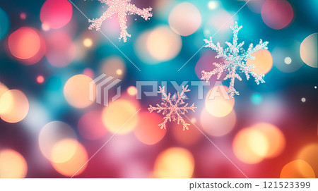 Christmas blurred background with snowflakes and lights 121523399
