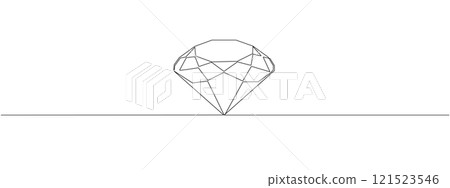 Continuous vector drawing of single line diamond. One editable line of diamond jewellery. Beauty and fashion concept in minimal linear style. National diamond day symbol 121523546