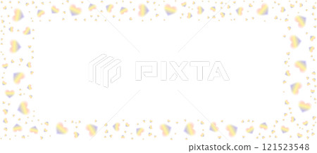 Cute frame with blurred gradient confetti hearts. Romantic design for Valentine's Day, wedding and Mother's Day for postcard, web, banner, brochure. 121523548